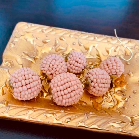 Peche Micro Beaded Drop Earrings with Gold Tone Hardware - Picture 4 of 5